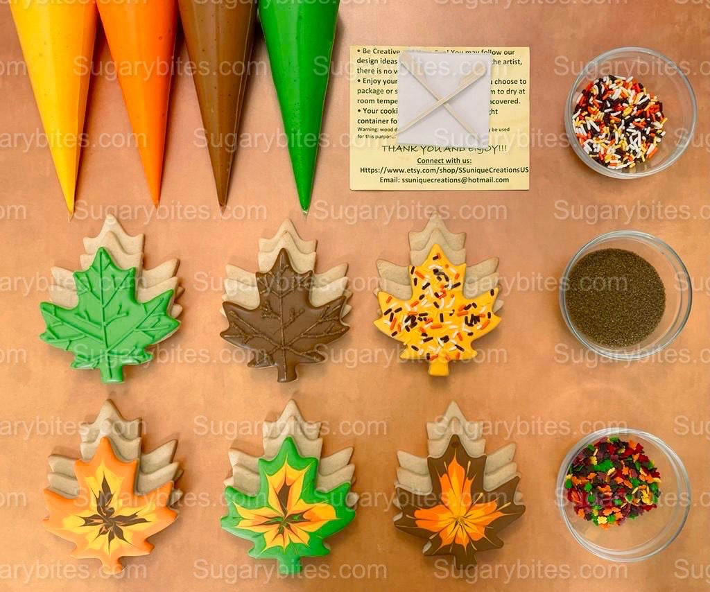 Fall Cookie Decorating Kit, Fall DIY Cookie Kit, ***INCLUDES 24 ITEMS*** (Large Cookies) … With 4 Icing Bags and Deluxe Sprinkles!
