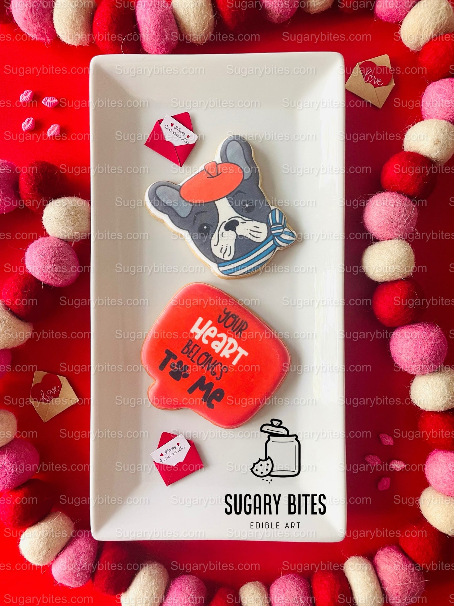 Valentine’s Day Cookies, ***SET of 2 LARGE COOKIES***, Frenchie Lover Cookies