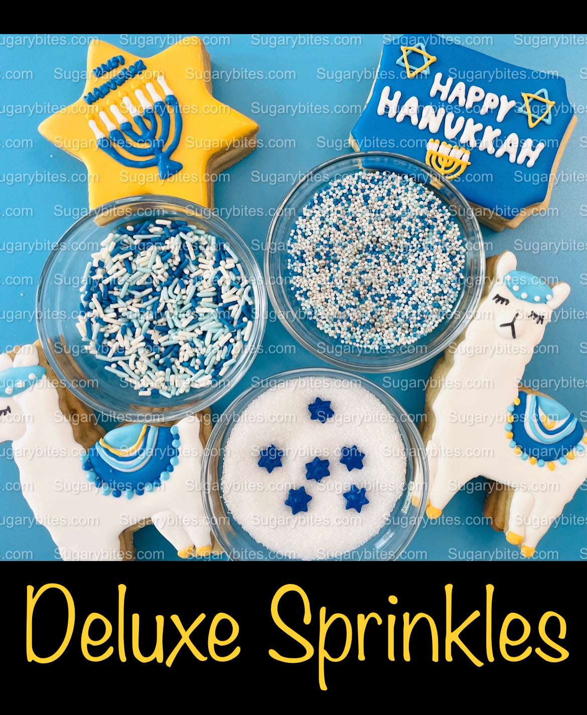 Hanukkah Cookie Decorating Kit, DIY Cookie Kit, (Large Cookies) ***INCLUDES 24 ITEMS*** With 4 Icing Bags & 3 Deluxe Sprinkle!
