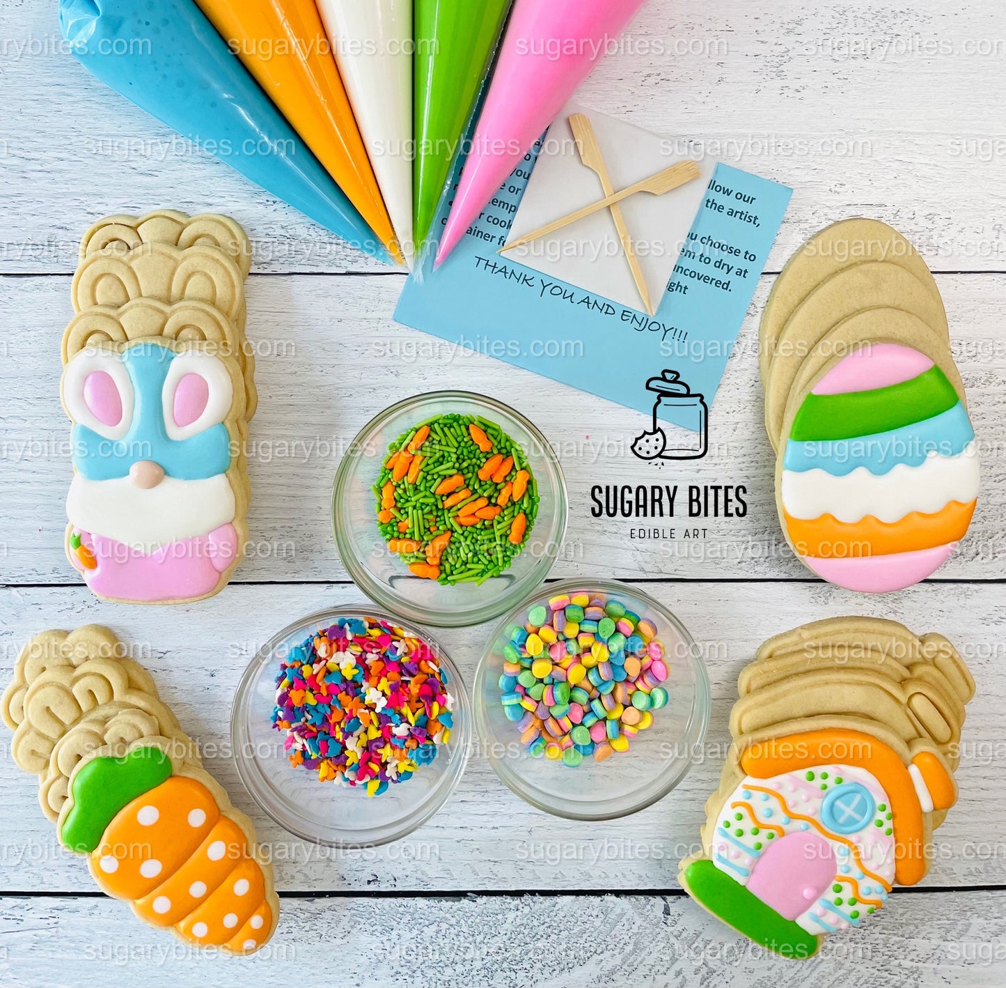 Easter Cookie Decorating Kit, Easter Spring DIY Sugar Cookie Kit, **INCLUDES 24 ITEMS**, (Extra Large Cookies) With 5 Icing Bags!!!