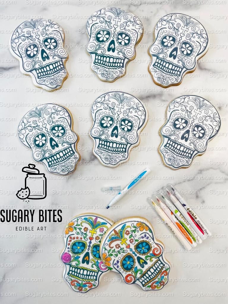 Halloween Cookies, Cookie Coloring Kit 6 or 12 Cookies with 6 Edible Ink Markers!