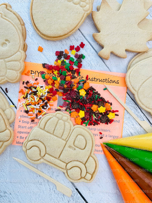 Fall Cookie Decorating Kit, ***INCLUDES 24 ITEMS*** (Large Cookies),Zoom Party Favors, W/ 4 Icing Bags and 3 Deluxe Sprinkles!