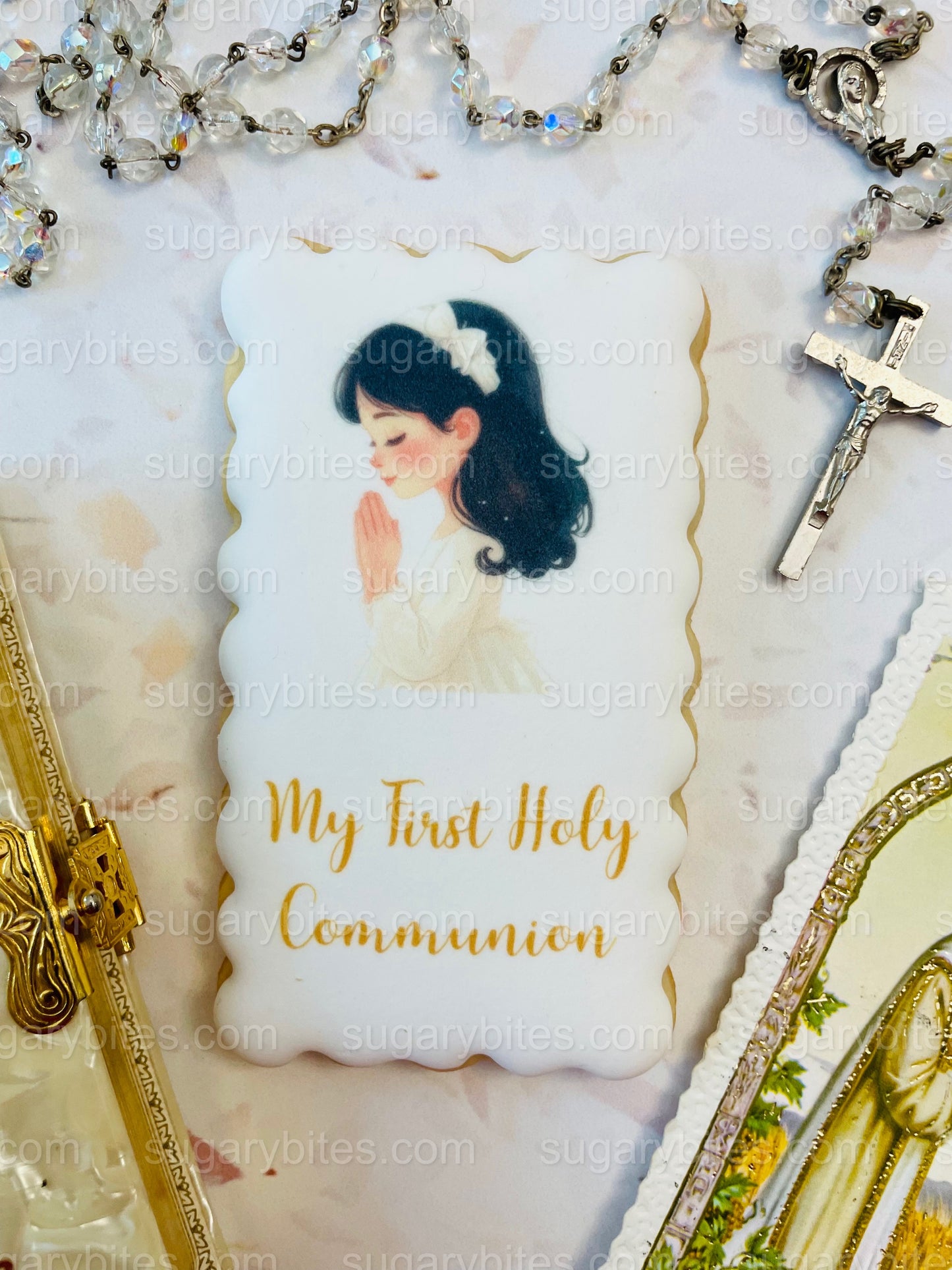 First Holy Communion Decorated Cookies – Handmade Printed Communion Cookies | Personalized Message | Sugar Vanilla or Gluten-Free