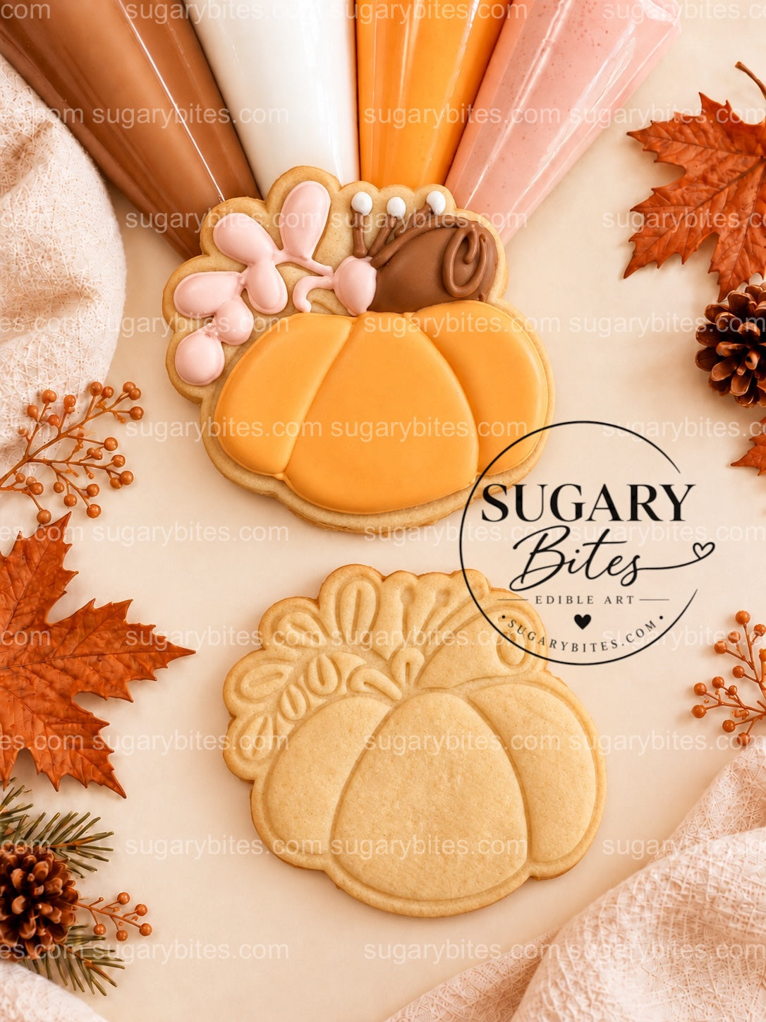 Fall Cookie Decorating Kit: 12 Cookies, 4 Ready-to-Use Royal Icing Bags, 3 Sprinkle Mixes; Thanksgiving Family & Classroom Activity Gift Set