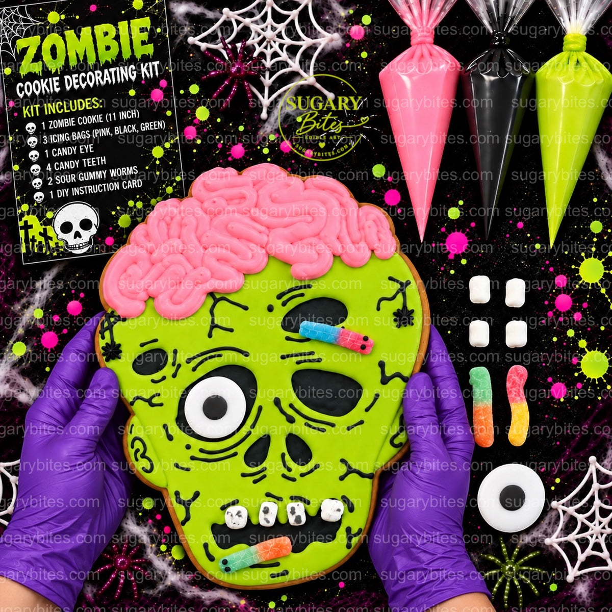 Giant 11-Inch Zombie Cookie Decorating Kit | Halloween DIY Kit