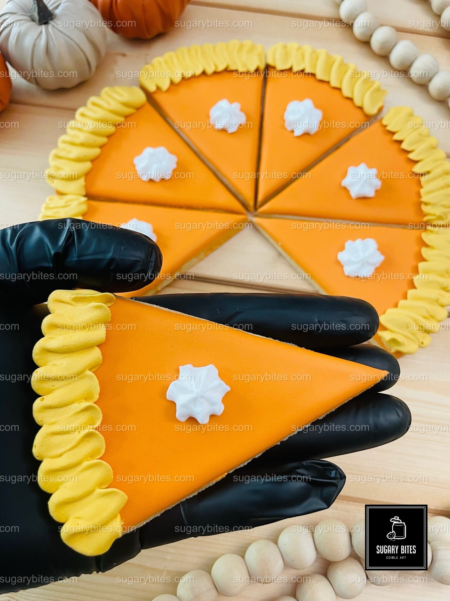 Pumpkin Pie Decorated Sugar Cookies | Thanksgiving Cookie Pie Platter | Pumpkin Pie | Thanksgiving Pie | Holidays Pie ***Set of 8 Pieces***