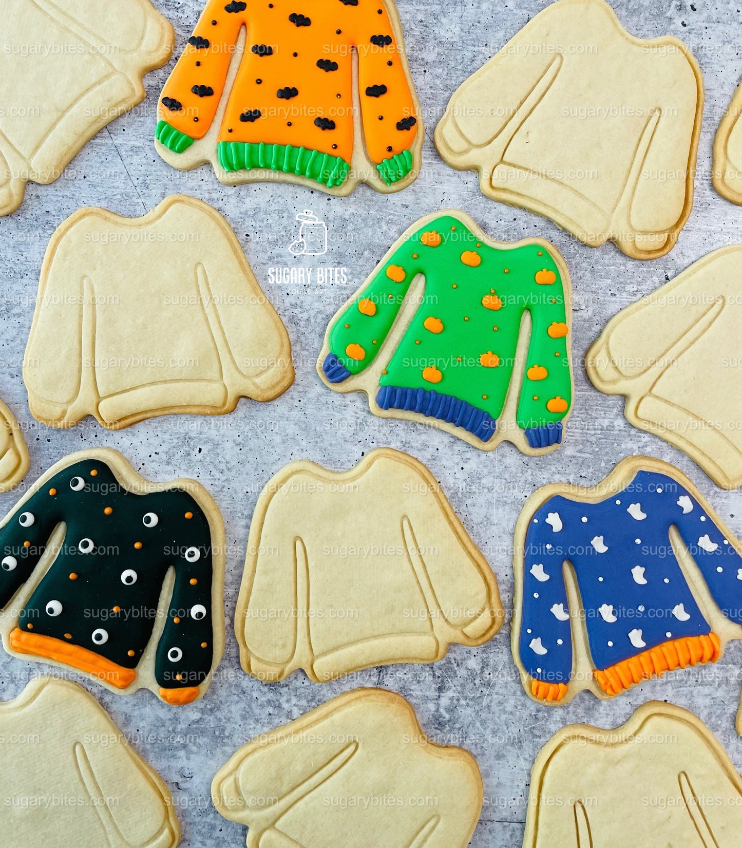 Spooky Sweater Cookie Decorating Kit, Halloween Ugly Sweaters, (Large Cookies)***INCLUDES 24 ITEMS** With 4 Icing Bags & 3 Deluxe Sprinkle!
