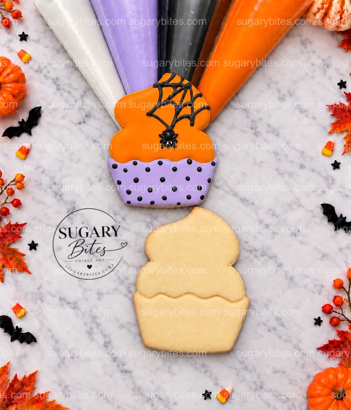 Halloween Cookies | Halloween Cookie Decorating Kit for 12 | Royal Icing & Sprinkles | Large Cookies |