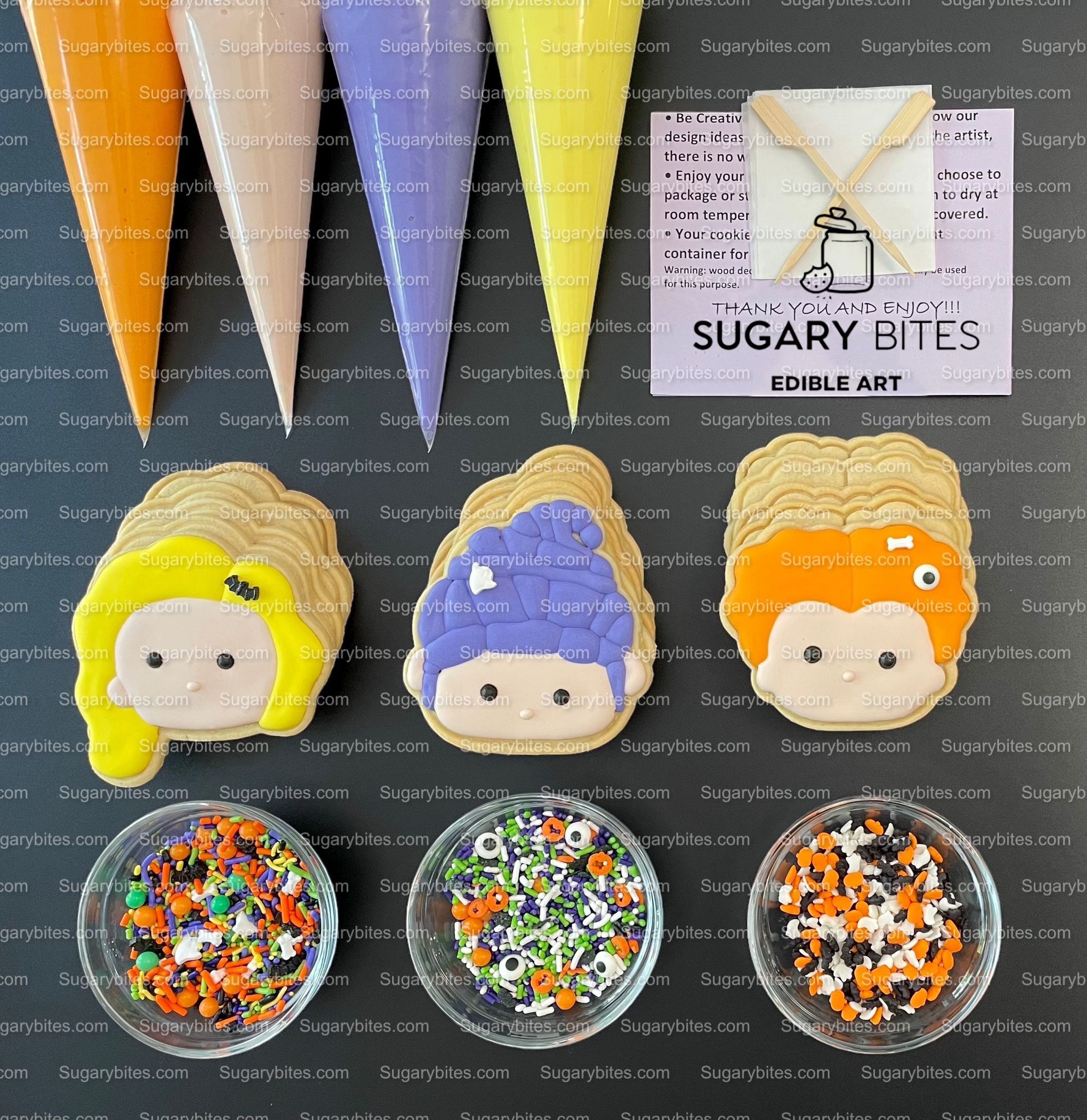 Halloween Cookie Decorating Kit, DIY Cookie Kit, (Large Cookies) ***IN
