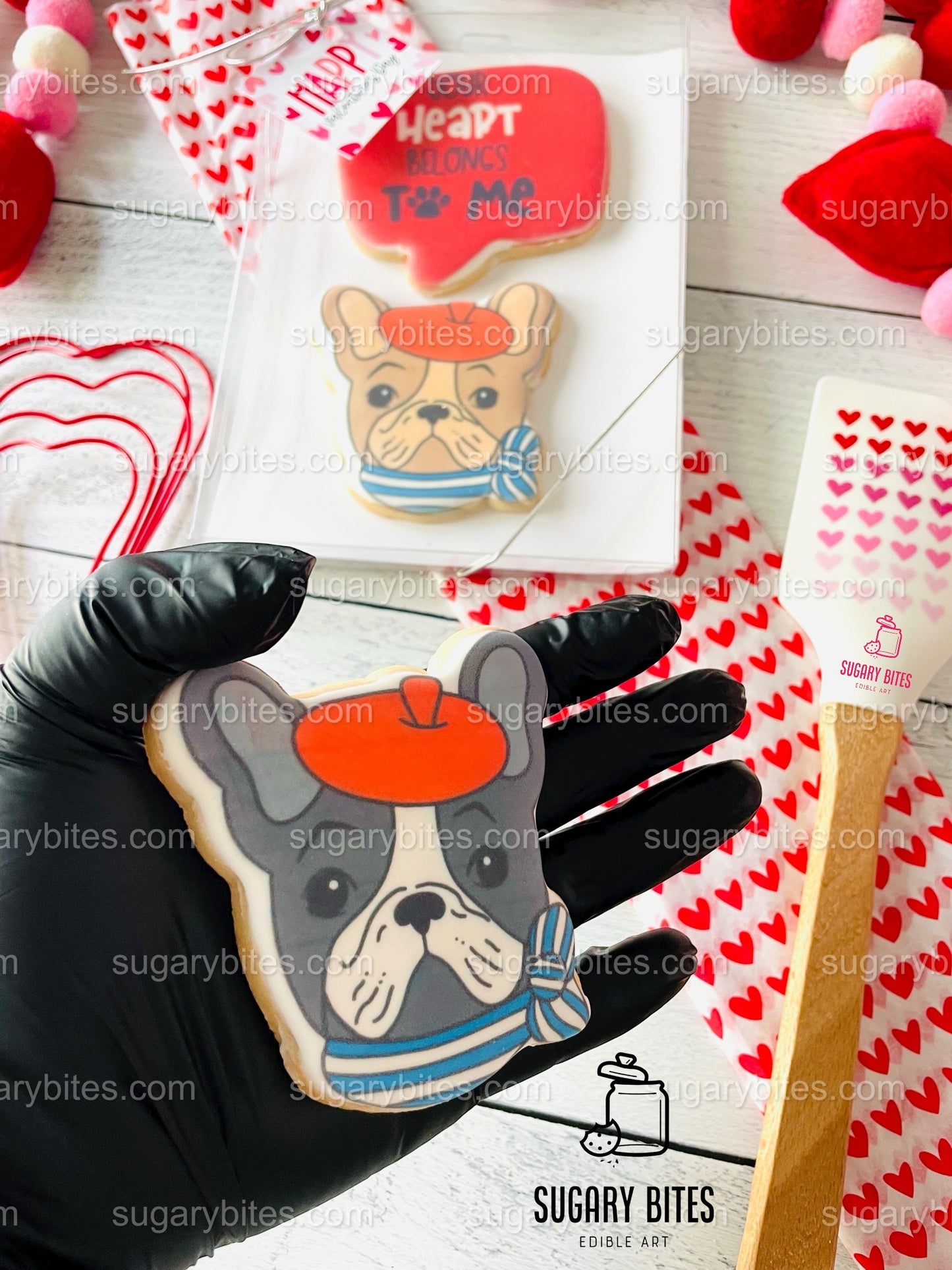 Valentine’s Day Cookies, ***SET of 2 LARGE COOKIES***, Frenchie Lover Cookies