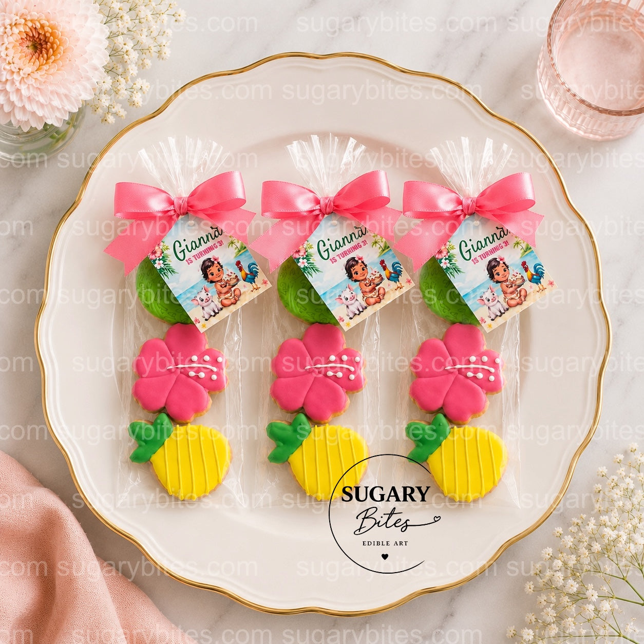 Moana-Inspired Mini Cookie Favor Bags – Set of 12 Personalized Birthday Favors | Island Princess Inspired | Tropical Island Birthday |