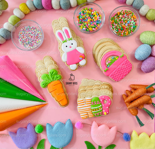 Easter Cookie Decorating Kit, DIY Spring Sugar Cookie Decorating Kit, **INCLUDES 24 ITEMS**, (Large Cookies)… with Deluxe Sprinkles!!!