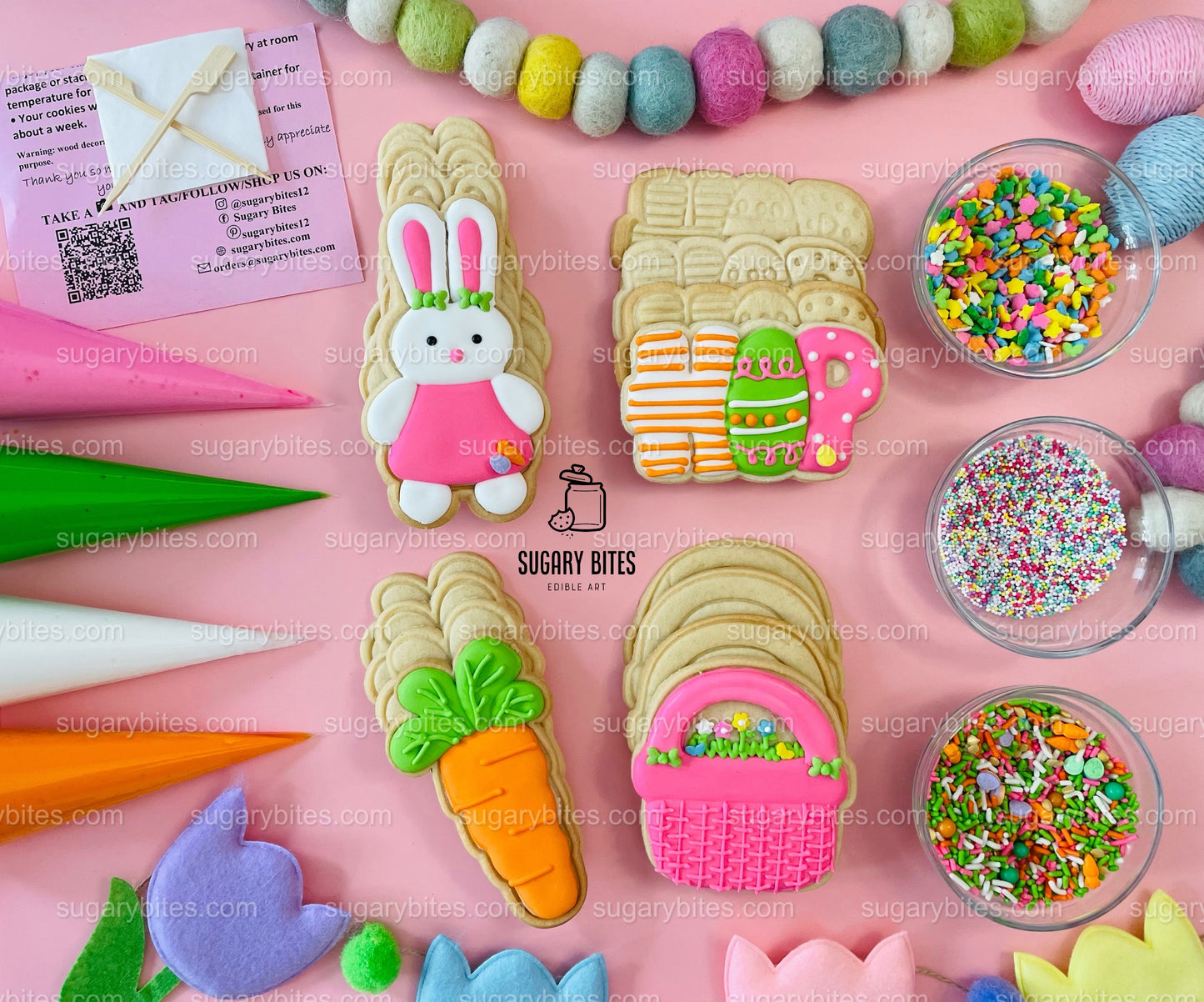 Easter Cookie Decorating Kit, DIY Spring Sugar Cookie Decorating Kit, **INCLUDES 24 ITEMS**, (Large Cookies)… with Deluxe Sprinkles!!!