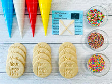 Load image into Gallery viewer, Logo Cookie Kit, Logo Custom Cookie Kit, ** INCLUDES 24 ITEMS** (Large Cookies) …Choose your Sprinkle &amp; Icing Colors!
