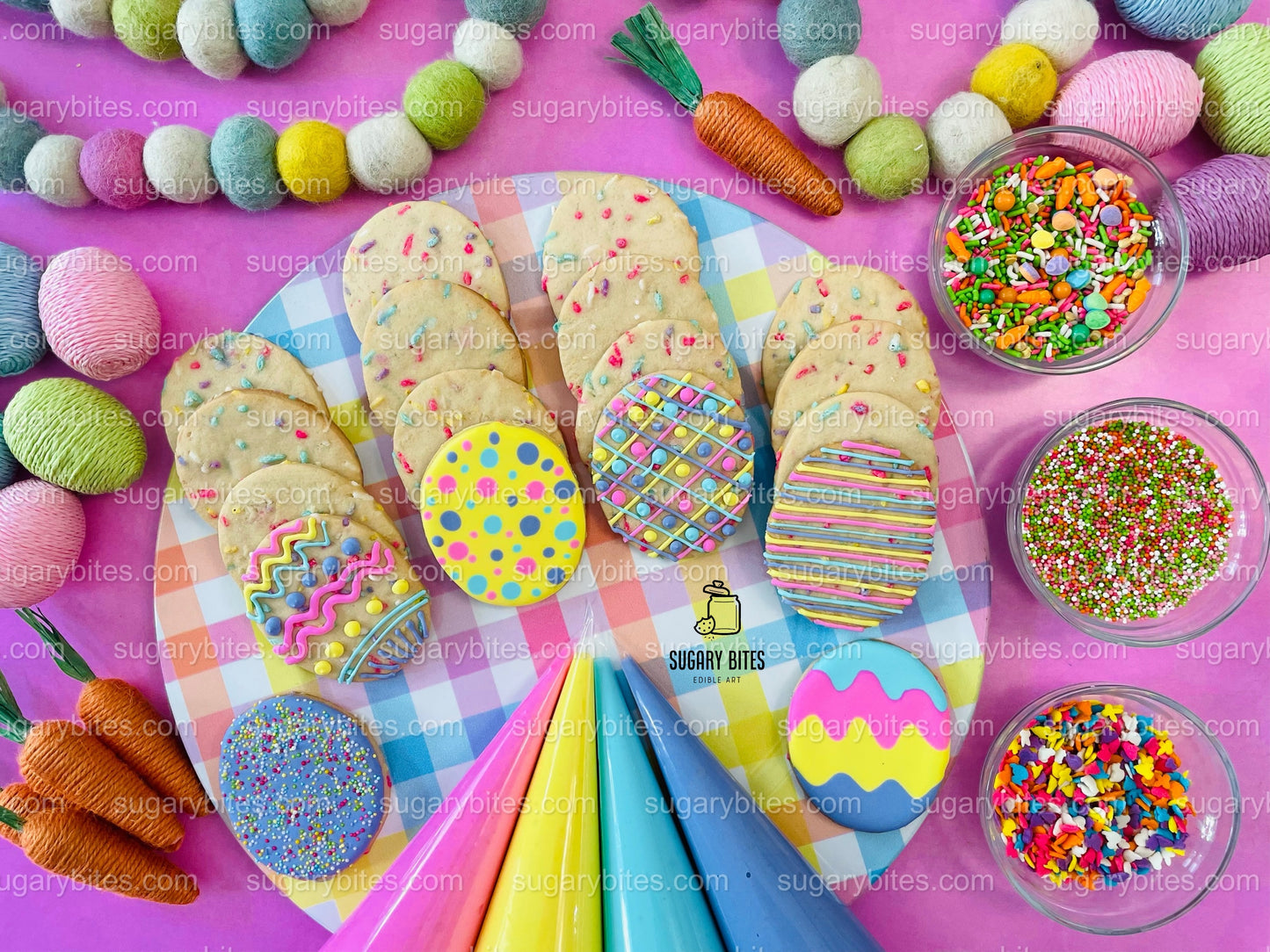 Easter Cookie Decorating Kit, DIY Spring Sugar Cookie Decorating Kit, **INCLUDES 24 ITEMS**, (Large Cookies)… with Deluxe Sprinkles!!!