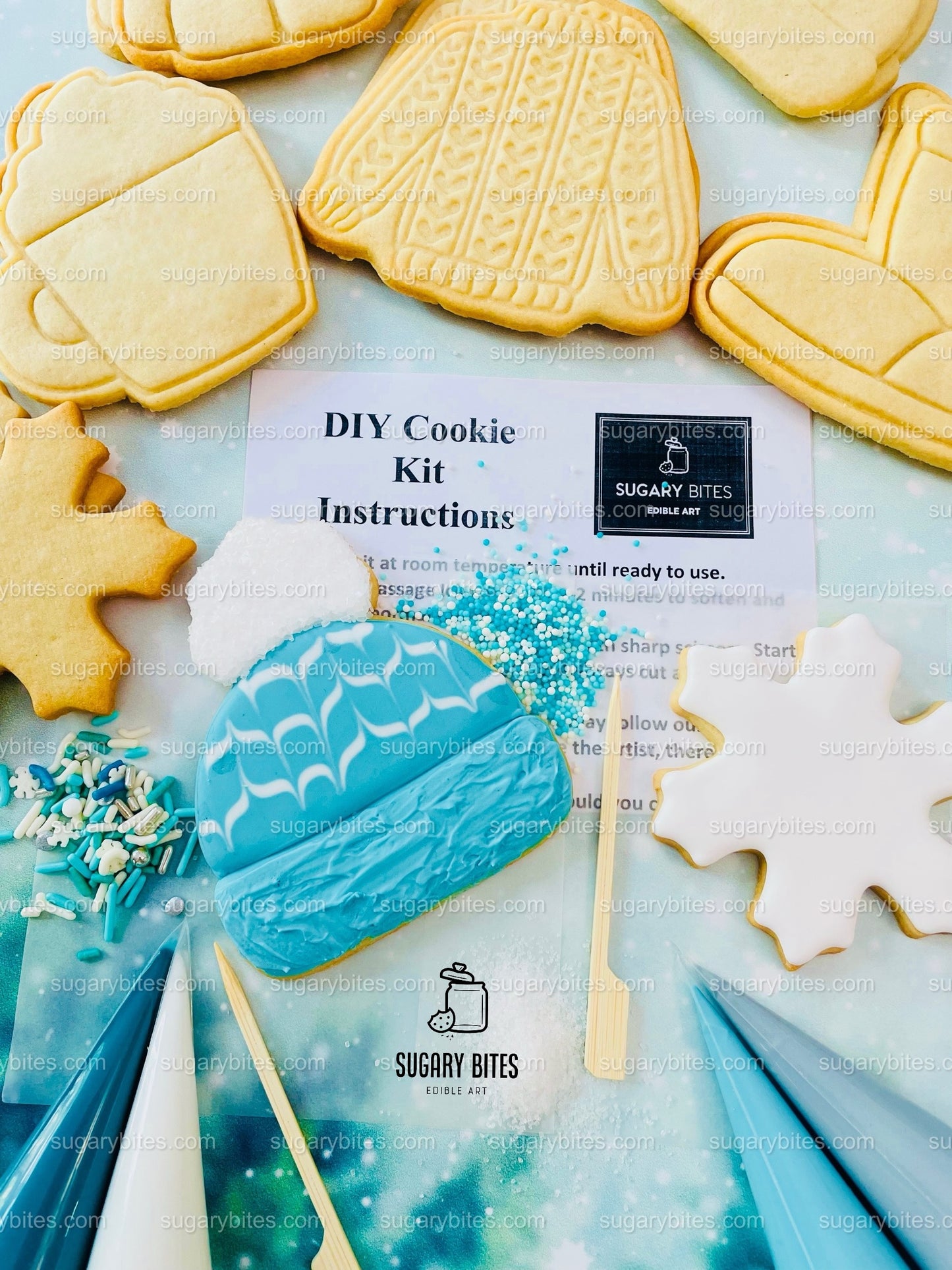 Winter Cookie Decorating Kit, Winter DIY Cookie Kit, (Large Cookies) ***INCLUDES 24 ITEMS*** With 4 Icing Bags & 3 Deluxe Sprinkle!!