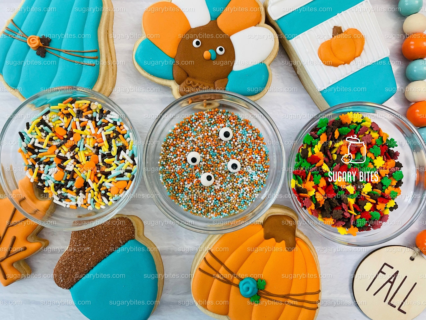 Fall Cookie Decorating Kit, ***INCLUDES 24 ITEMS*** Zoom Party Favors, Assorted Shaped Cookie Kit, (Large Cookies)