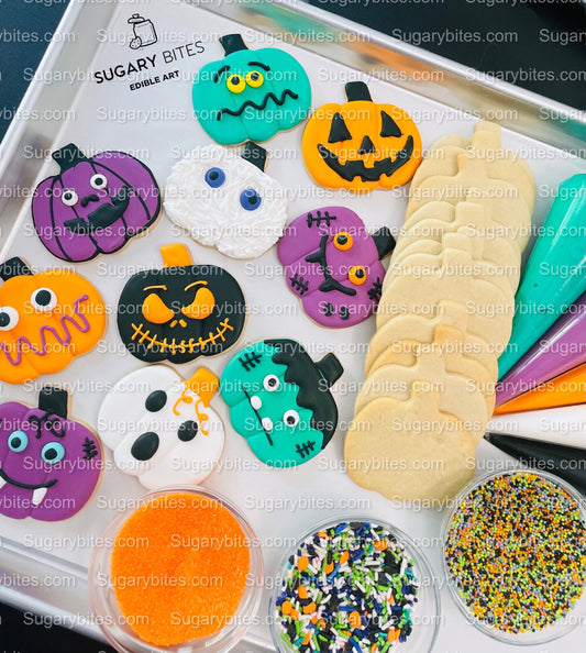 Halloween Cookie Decorating Kit, DIY Cookie Kit, (Large Cookies) ***INCLUDES 24 ITEMS*** With 4 Icing Bags & 3 Deluxe Sprinkle!