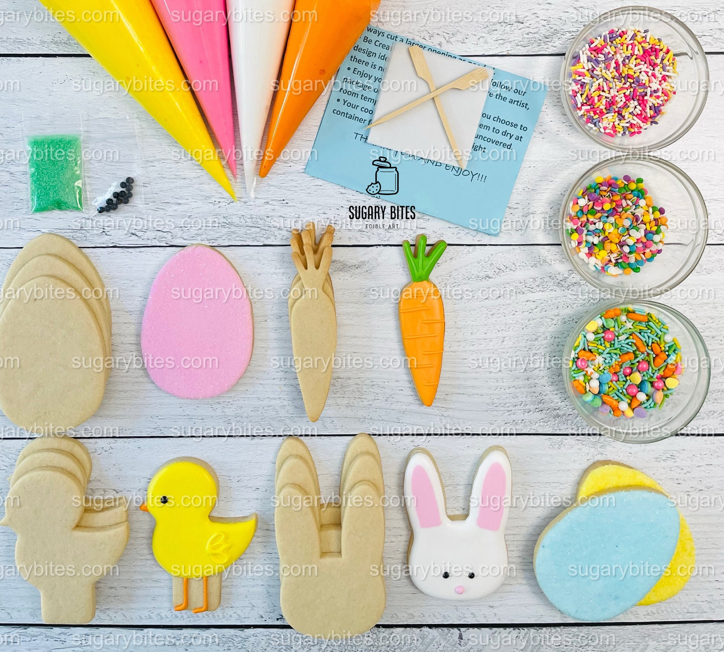 Easter Cookie Decorating Kit, Easter Spring DIY Sugar Cookie Kit, **INCLUDES 28 ITEMS**, (Large Cookies)… with Free Bonus!!!