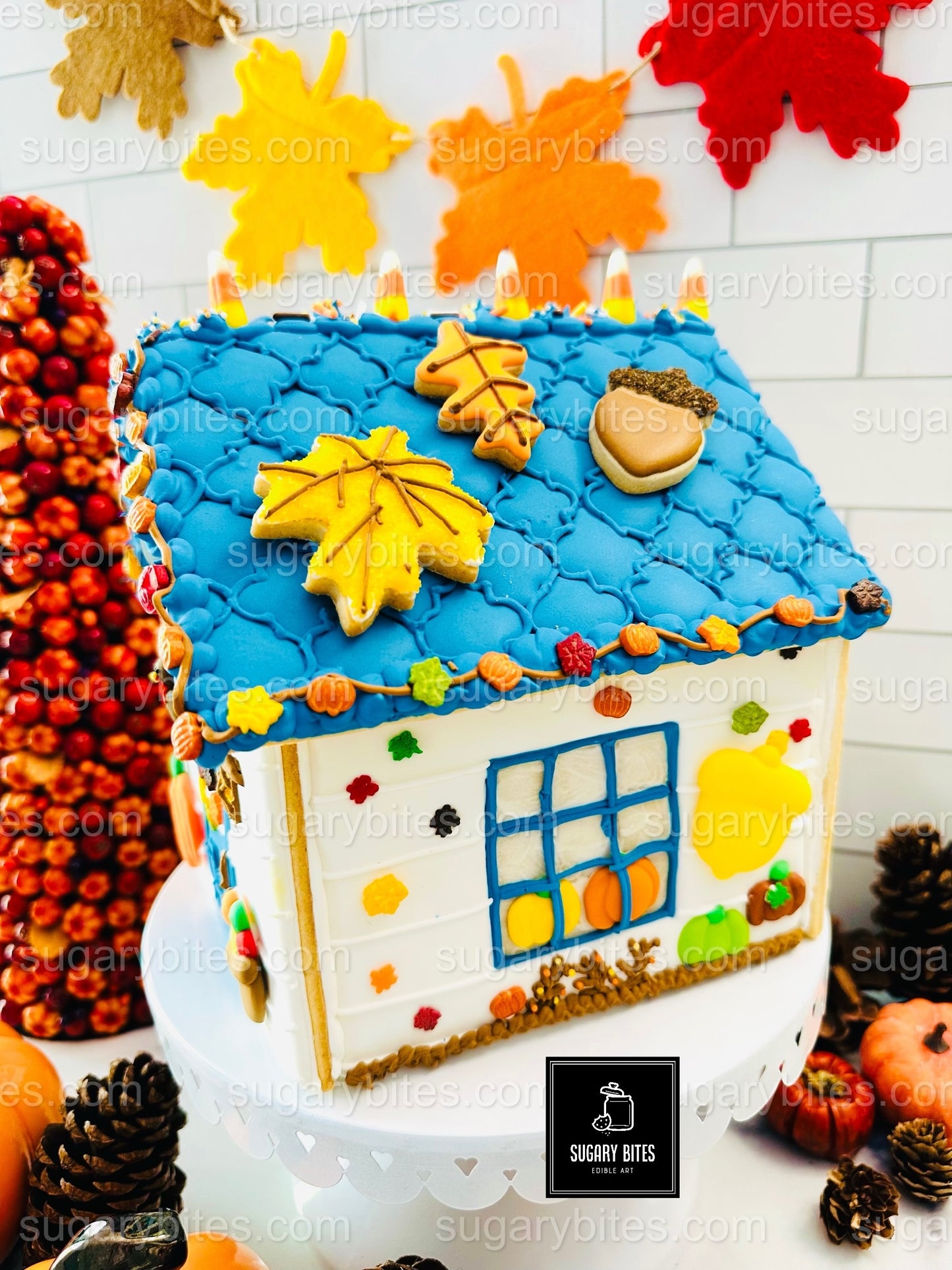 Fall Gingerbread House Cookie Decorating Kit, DIY Cookie Kit, (Large Cookies), ***INCLUDES 30 ITEMS***With 5 Icing Bags & 11 Deluxe Sprinkles