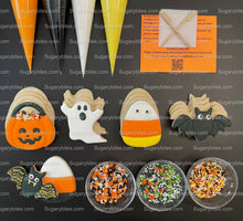 Load image into Gallery viewer, Halloween Cookie Decorating Kit, DIY Cookie Kit, (Large Cookies) ***INCLUDES 24 ITEMS*** With 4 Icing Bags &amp; 3 Deluxe Sprinkle!
