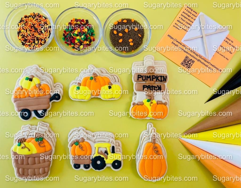 Fall Cookie Decorating Kit, Fall DIY Decorating Cookies Kit, (Large Cookies), **INCLUDES 25 ITEMS**, with 5 Icing Bags and 3 Sprinkles!!!