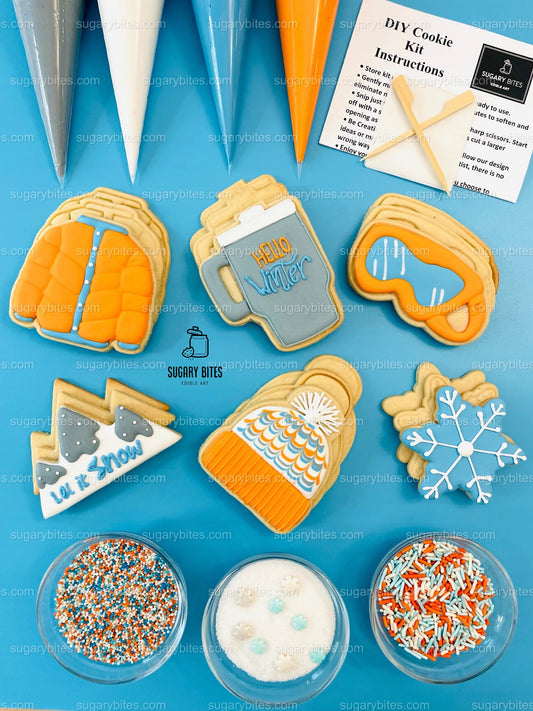 Winter Cookie Decorating Kit, Winter DIY Cookie Kit, (Large Cookies) ***INCLUDES 24 ITEMS*** With 4 Icing Bags & 3 Deluxe Sprinkle!!