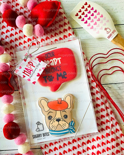 Valentine’s Day Cookies, ***SET of 2 LARGE COOKIES***, Frenchie Lover Cookies