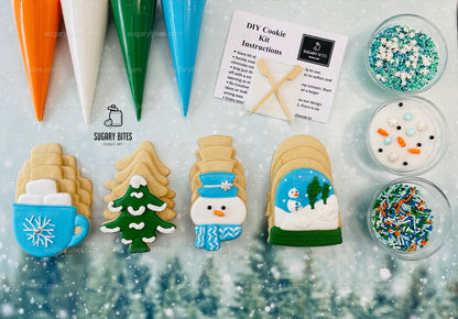 Winter Cookie Decorating Kit, Winter DIY Cookie Kit, (Large Cookies) ***INCLUDES 24 ITEMS*** With 4 Icing Bags & 3 Deluxe Sprinkle!!