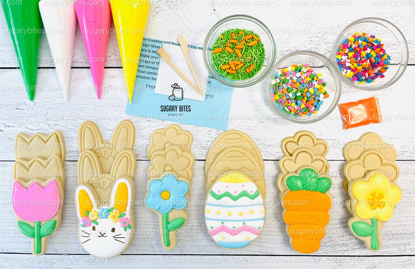 Easter Cookie Decorating Kit, DIY Spring Sugar Cookie Decorating Kit, **INCLUDES 23 ITEMS**, (Large Cookies)… with Free Bonus!!!