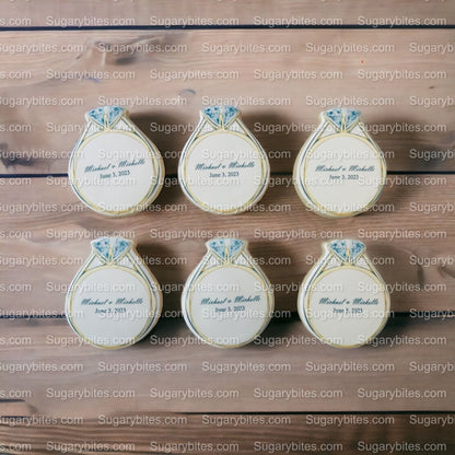 Wedding Ring Cookies,  Bridal Shower Cookies, **SET of 12 Cookies** Engagement Cookies, Bridal Party Gift, Bridal Flavors, Gourmet Fresh Cookies