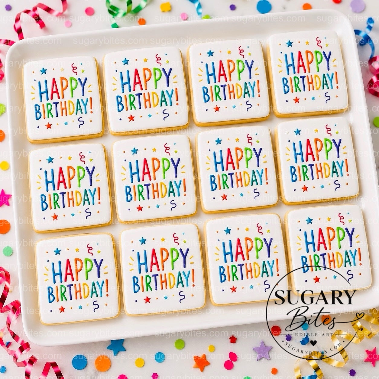 Happy Birthday Cookies – Set of 12 Printed 3” Birthday Cookie Favors, Individually Wrapped