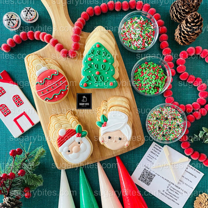 Christmas Cookie Decorating Kit, Christmas DIY Cookie Kit, (Large Cookies), ***INCLUDES 24 ITEMS*** With 4 Icing Bags & 3 Deluxe Sprinkles!
