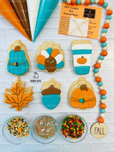 Load image into Gallery viewer, Fall Cookie Decorating Kit, ***INCLUDES 24 ITEMS*** Zoom Party Favors, Assorted Shaped Cookie Kit, (Large Cookies)
