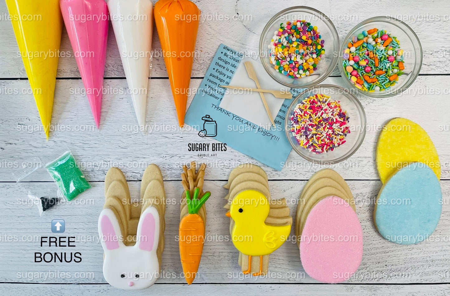 Easter Cookie Decorating Kit, Easter Spring DIY Sugar Cookie Kit, **INCLUDES 28 ITEMS**, (Large Cookies)… with Free Bonus!!!