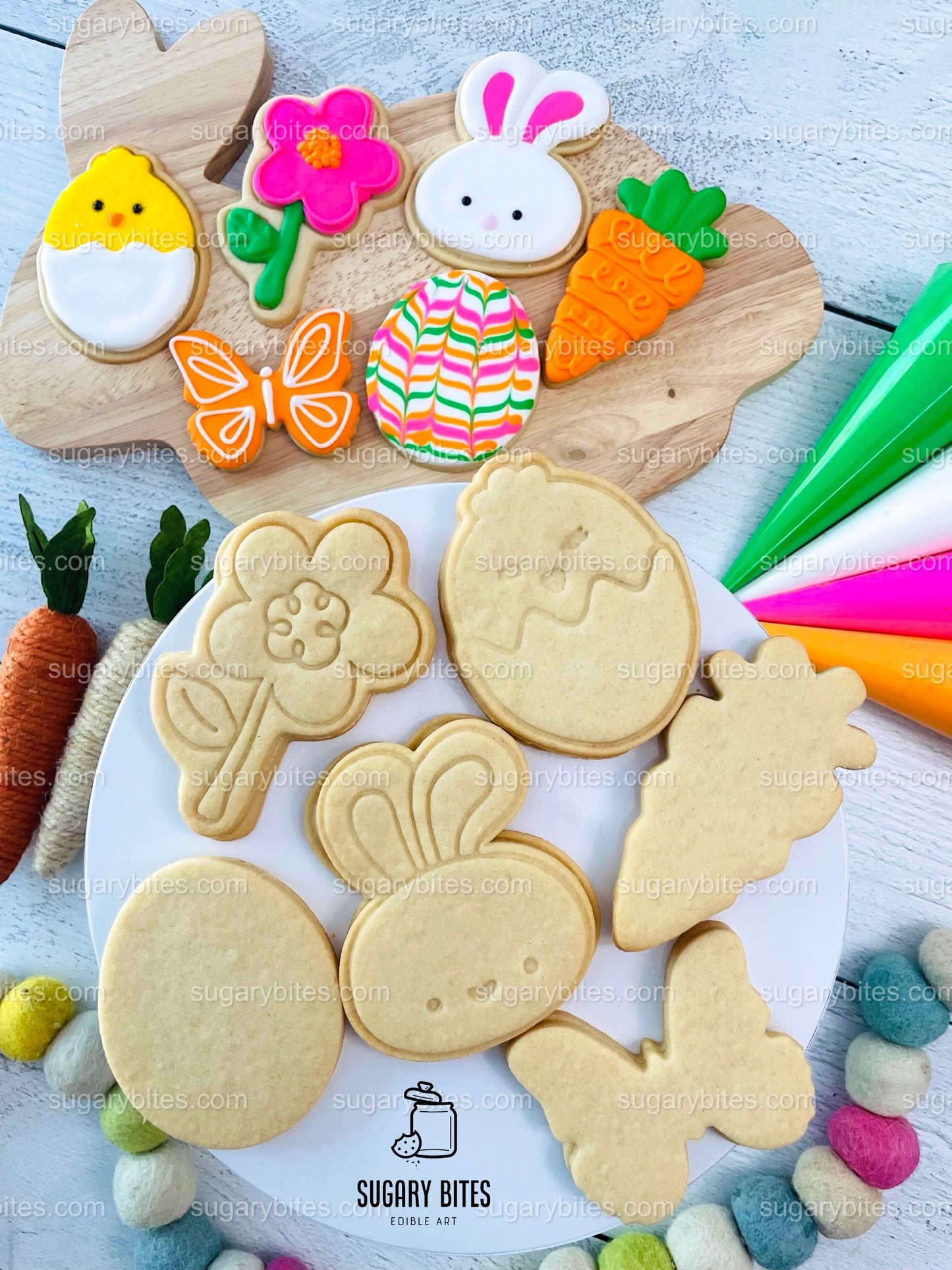 Easter Cookie Decorating Kit, DIY Spring Sugar Cookie Decorating Kit, **INCLUDES 24 ITEMS**, (Large Cookies)… with Free Bonus!!!