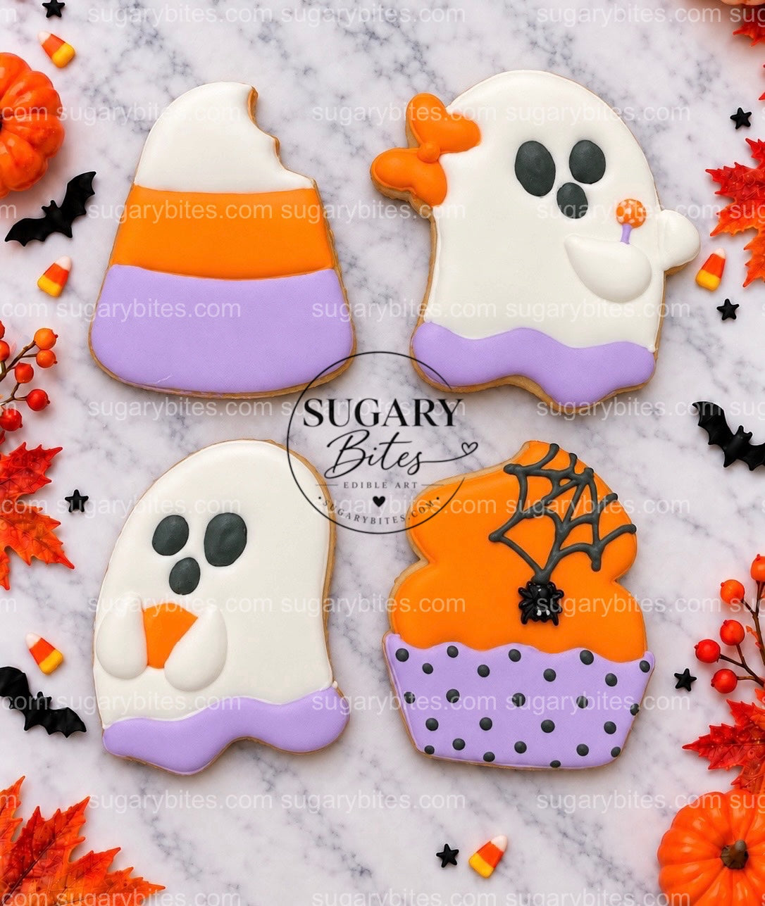 Halloween Cookies | Halloween Cookie Decorating Kit for 12 | Royal Icing & Sprinkles | Large Cookies |