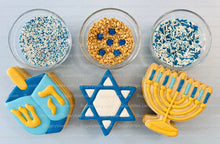 Load image into Gallery viewer, Hanukkah Cookie Decorating Kit, DIY Cookie Kit, (Large Cookies) ***INCLUDES 24 ITEMS*** With 4 Icing Bags &amp; 3 Deluxe Sprinkle!

