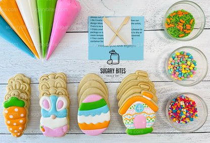 Easter Cookie Decorating Kit, Easter Spring DIY Sugar Cookie Kit, **INCLUDES 24 ITEMS**, (Extra Large Cookies) With 5 Icing Bags!!!