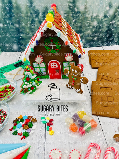 Gingerbread House Cookie Decorating Kit, DIY Cookie Kit, (Large Cookies), ***INCLUDES 24 ITEMS***With 4 Icing Bags & 6 Deluxe Sprinkles