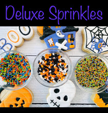 Load image into Gallery viewer, Halloween Cookie Decorating Kit, DIY Cookie Kit, (Large Cookies) ***INCLUDES 24 ITEMS*** With 4 Icing Bags &amp; 3 Deluxe Sprinkle!
