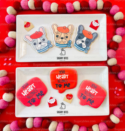 Valentine’s Day Cookies, ***SET of 2 LARGE COOKIES***, Frenchie Lover Cookies
