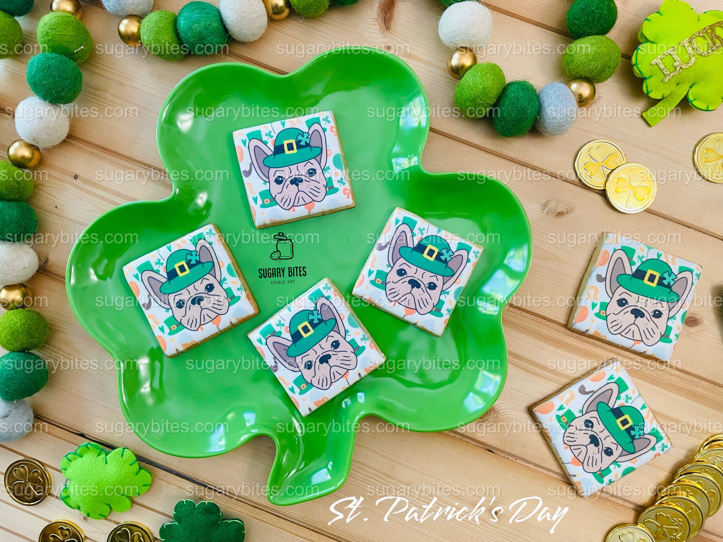 St. Patrick’s Day Cookie Set, Frenchie Birthday Gift,**SET of 12 Cookies**
