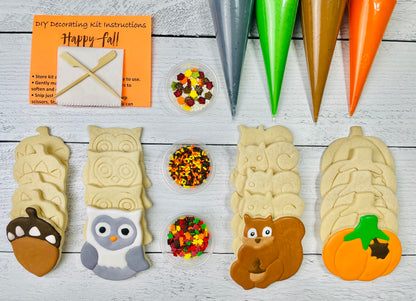Fall Cookie Decorating Kit, Fall DIY Cookie Kit, ***INCLUDES 24 ITEMS***** Zoom Party Favors, Assorted Shaped Cookie Kit!
