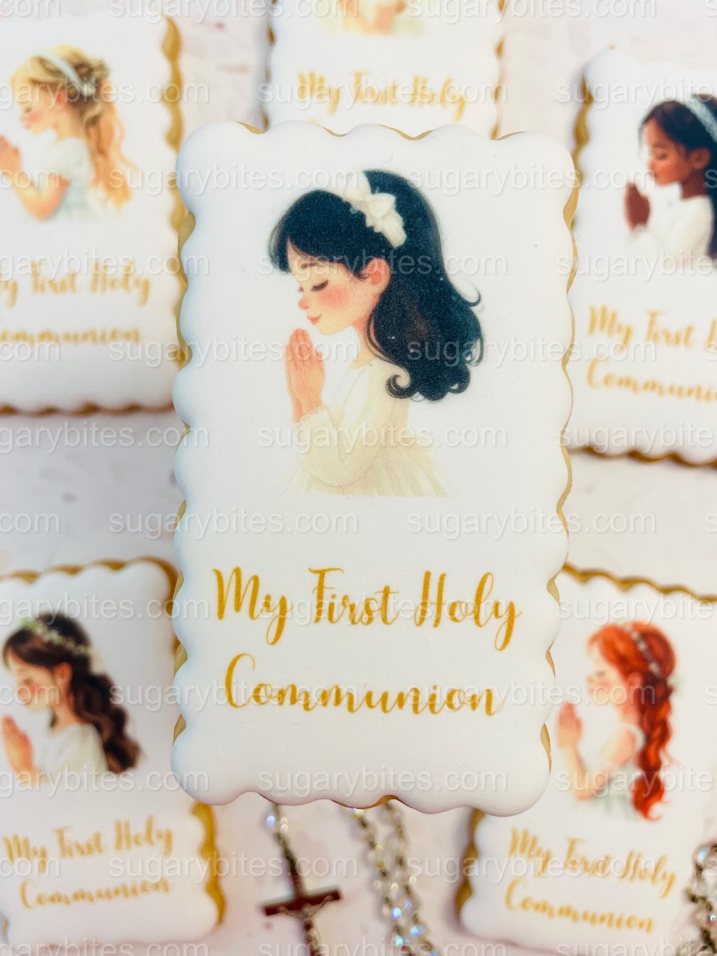 First Holy Communion Decorated Cookies – Handmade Printed Communion Cookies | Personalized Message | Sugar Vanilla or Gluten-Free