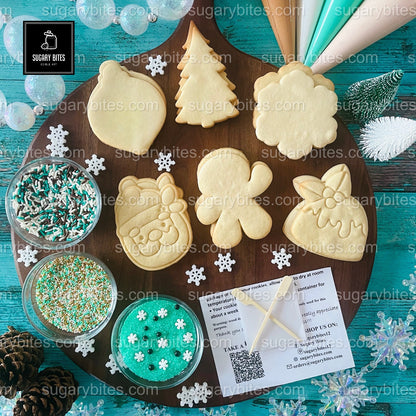 Winter Cookie Kit, Christmas Cookie Decorating Kit – DIY Holiday Sugar Cookies, (Large Cookies) ***INCLUDES 25 ITEMS*** With 5 Icing Bags & 3 Deluxe Sprinkle!!