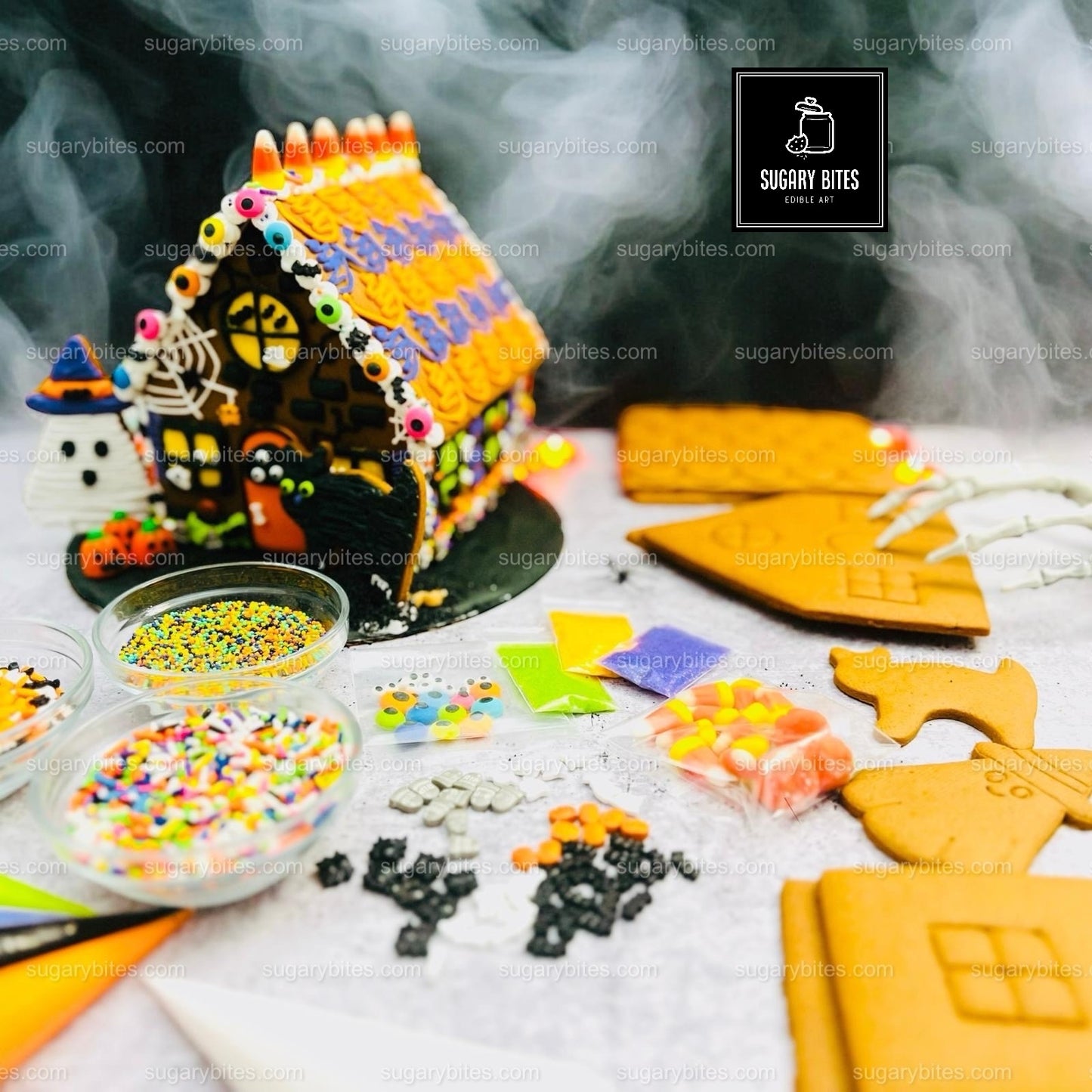 Halloween Haunted House Cookie Decorating Kit, (Large Cookies), ***INCLUDES 35 ITEMS***With 5 Icing Bags & 16 different Deluxe Sprinkles