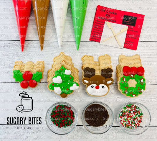 Christmas Cookie Decorating Kit, Christmas DIY Cookie Kit, (Large Cookies), ***INCLUDES 25 ITEMS*** With 5 Icing Bags & 3 Deluxe Sprinkles!