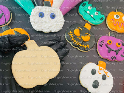 Halloween Cookie Decorating Kit, DIY Cookie Kit, (Large Cookies) ***INCLUDES 24 ITEMS*** With 4 Icing Bags & 3 Deluxe Sprinkle!