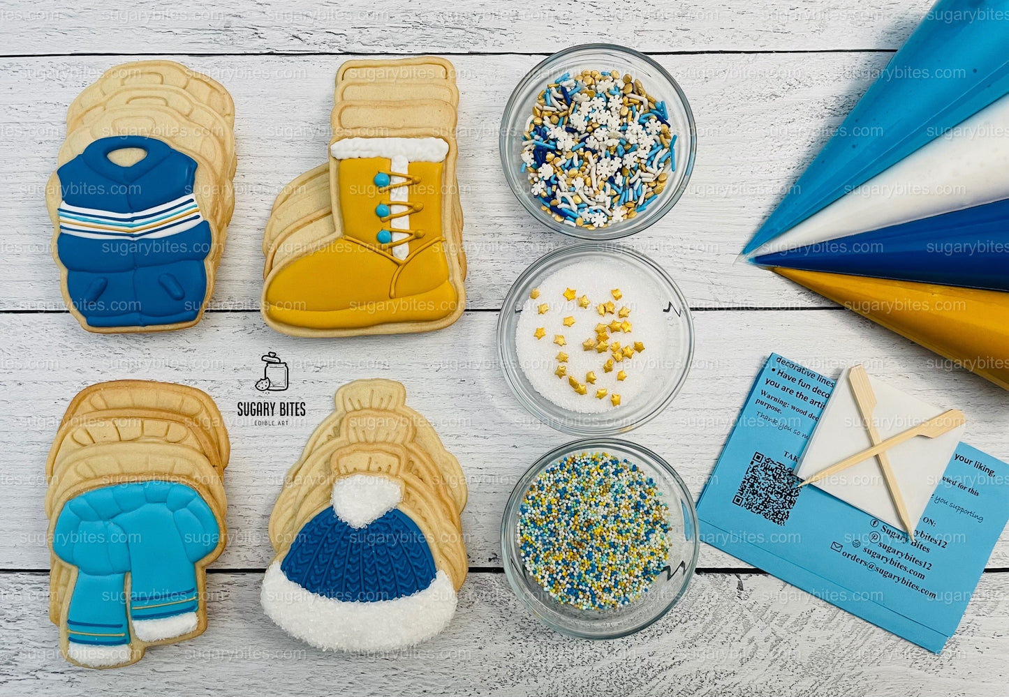 Winter Cookie Decorating Kit, Winter DIY Cookie Kit, (Large Cookies) ***INCLUDES 24 ITEMS*** With 4 Icing Bags & 3 Deluxe Sprinkle!!